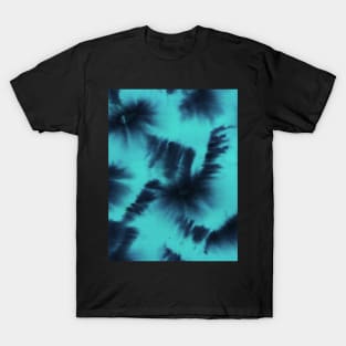 Turquoise blue and dark blue abstract ink art design T-Shirt